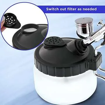 Master Airbrush Deluxe Airbrush 3 in 1 Cleaning Pot with Holder; Cleans Airbrush, Holds Airbrush, Color Palette Lid, Filters
