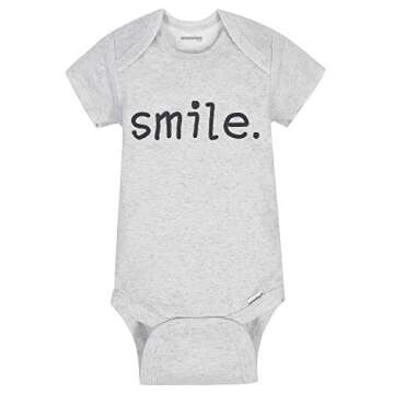 Onesies Brand Baby 8-Pack Short Sleeve Mix & Match Bodysuits, Play Smile & Hug Neutrals, 3-6 Months