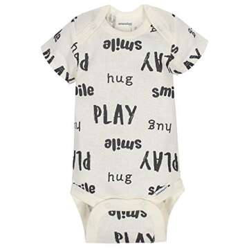 Onesies Brand Baby 8-Pack Short Sleeve Mix & Match Bodysuits, Play Smile & Hug Neutrals, 3-6 Months