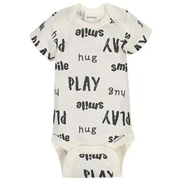 Onesies Brand Baby 8-Pack Short Sleeve Mix & Match Bodysuits, Play Smile & Hug Neutrals, 3-6 Months