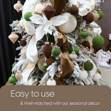 Sea Team 25-Pack Flocked Velvet Christmas Tree Ball Ornaments Set, Decorative Hanging Baubles, Shatterproof Plastic Decorations for Xmas Tree, Wreath, Garland, 60mm/2.36 Inches, Prairie Fall