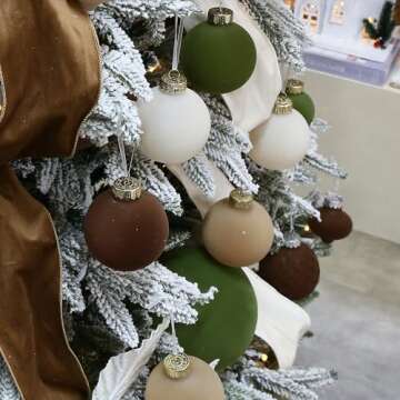 Sea Team 25-Pack Flocked Velvet Christmas Tree Ball Ornaments Set, Decorative Hanging Baubles, Shatterproof Plastic Decorations for Xmas Tree, Wreath, Garland, 60mm/2.36 Inches, Prairie Fall