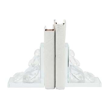 Sagebrook Home Crystal Diamonds Decorative Bookends, Set of 2, Home or Office Décor, Clear and Frosted 12 L x 4.5 W x 7 H Inches