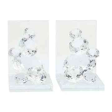 Sagebrook Home Crystal Diamonds Decorative Bookends, Set of 2, Home or Office Décor, Clear and Frosted 12 L x 4.5 W x 7 H Inches