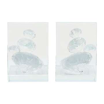 Sagebrook Home Crystal Diamonds Decorative Bookends, Set of 2, Home or Office Décor, Clear and Frosted 12 L x 4.5 W x 7 H Inches
