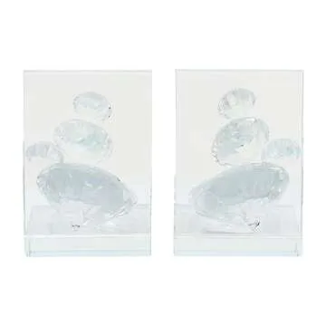 Sagebrook Home Crystal Diamonds Decorative Bookends, Set of 2, Home or Office Décor, Clear and Frosted 12 L x 4.5 W x 7 H Inches
