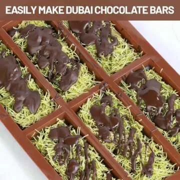 Amorpelos Chocolate Bar Mold Chocolate Bar Mold Deep Dubai Thick Chocolate Bar Mold for Stuffed Bar Silicone Chocolate Mold for Filling Knafeh Pistachio Chocolate Bar Mold (5 snap+10 snap)
