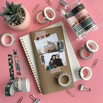 Premium Washi Tape Set - 16 rolls for Crafts & Journaling