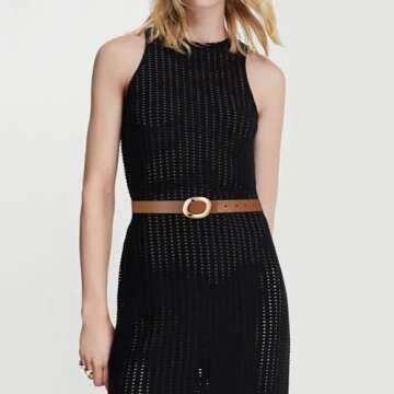 YooAi Womens Thin Leather Belt with Gold Oval Buckle