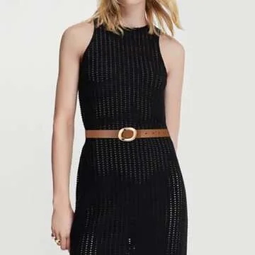 YooAi Womens Thin Leather Belt with Gold Oval Buckle