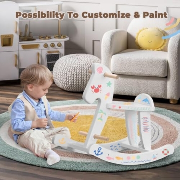 labebe Wooden Rocking Horse for Kids 18 Months Up