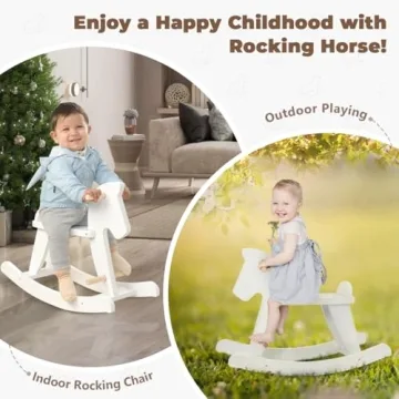 labebe Wooden Rocking Horse for Kids 18 Months Up