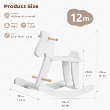 labebe Wooden Rocking Horse for Kids 18 Months Up