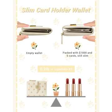 YINHEXI Women's Wallet, Faux Leather, Off White, Water Resistant, 5 Card Slots, 1 Cash Slot, 1 ID Window, 1 Zipper Coin Pocket, Portable, Fashionable, 4.53.71.2 Inch