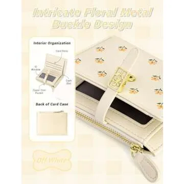 YINHEXI Women's Wallet, Faux Leather, Off White, Water Resistant, 5 Card Slots, 1 Cash Slot, 1 ID Window, 1 Zipper Coin Pocket, Portable, Fashionable, 4.53.71.2 Inch