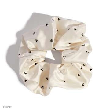 Kitsch Mickey/Minnie Fabric Rhinestone Scrunchies for Girls and Women, Hair Scrunchies for All Hair Types, Perfect for Updo (Cream) - 1 Piece