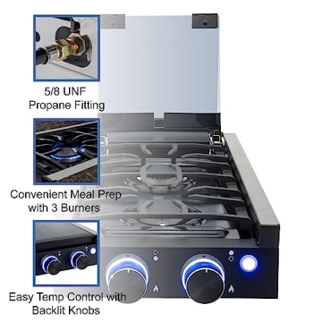 RecPro Black 2 Burner RV Gas Cooktop with Cover
