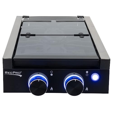 RecPro Black 2 Burner RV Gas Cooktop with Cover