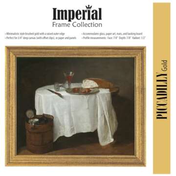 Museum Collection Piccadilly Artist Vintage Picture Frames - 8x10 Gold - Single Frame for 1/2" Canva...