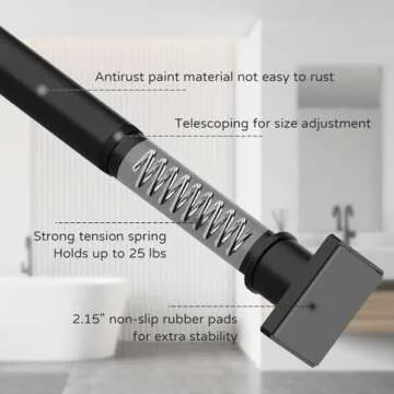 UIOSANRT Shower Curtain Rod Adjustable 31-79", Anti-Rust Shower Rod & Spring Tension Shower Rod No Drill, Black Shower Curtain Rod for Bathroom Tension Rod