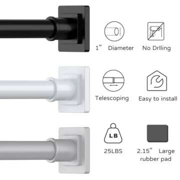 UIOSANRT Shower Curtain Rod Adjustable 31-79", Anti-Rust Shower Rod & Spring Tension Shower Rod No Drill, Black Shower Curtain Rod for Bathroom Tension Rod