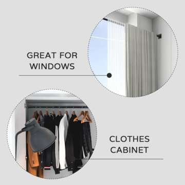 UIOSANRT Shower Curtain Rod Adjustable 31-79", Anti-Rust Shower Rod & Spring Tension Shower Rod No Drill, Black Shower Curtain Rod for Bathroom Tension Rod