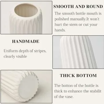 Sawoake White Ceramic Vase Set of 3 Modern Minimalist Bohemian Home Decor