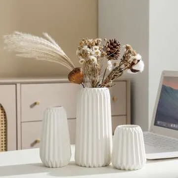 Sawoake White Ceramic Vase Set - Modern Minimalist Home Decor