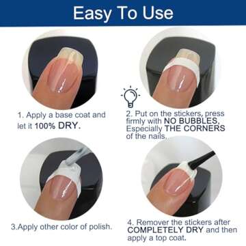 TailaiMei 36 Sheets 1368 Pieces French Manicure Nail Art Stickers, 3 Designs Self-Adhesive Nail Tips Guides for DIY Decoration Stencil Tools (3 Moon Shape Design, 36 Sheets)