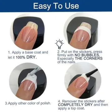 TailaiMei 36 Sheets 1368 Pieces French Manicure Nail Art Stickers, 3 Designs Self-Adhesive Nail Tips Guides for DIY Decoration Stencil Tools (3 Moon Shape Design, 36 Sheets)