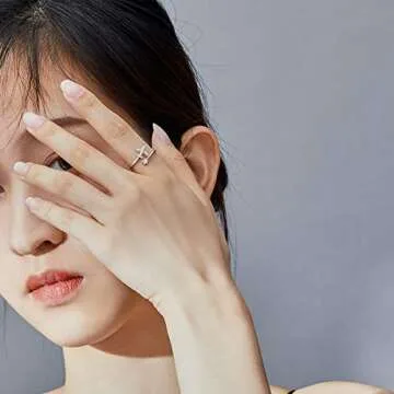 CZ Airplane Open Statement Rings S925 Sterling Silver for Women Crystal Diamond Travel Souvenir Adjustable Wrap Cuff Eternity Promise Engagement Ring Finger Band Dainty Jewelry Gifts