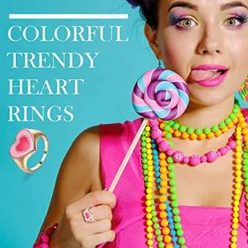Hicarer 12 Pcs Y2k Rings Hot Pink Rings Colorful Resin Acrylic Rings Chunky Rings Vintage Knuckle Rings Trendy Rings for Women