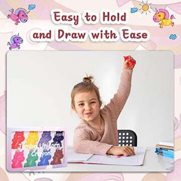 MASSRT Unicorn Jumbo Crayons for Toddlers, Unbreakable Big Crayons for Girls, Mess Free Non-toxic Crayons Gifts, Easy to Hold Washable Crayons for Kids, Safe Coloring Gifts for Babies and Children