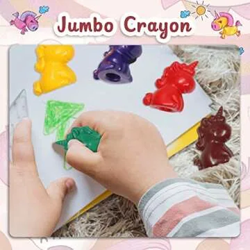 MASSRT Unicorn Jumbo Crayons for Toddlers, Unbreakable Big Crayons for Girls, Mess Free Non-toxic Crayons Gifts, Easy to Hold Washable Crayons for Kids, Safe Coloring Gifts for Babies and Children