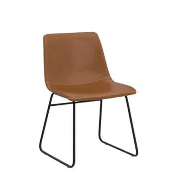 LUE BONA Roxana Modern Industrial Faux Leather Indoor Outdoor Kitchen Dining Chair (ALX-Whiskey Brown, 2 PCS 18Inch Dining Chair)