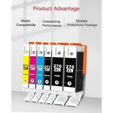 GPC Image Ink Cartridge Compatible for Canon PGI-270 CLI-271 Ink Cartridges to use with PIXMA MG6820 MG6821 MG7720 MG5720 MG5722 Printer | 12 Pack