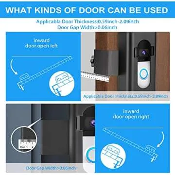 Anti-Theft Video Doorbell Mount Compatible with Ring/Blink Wireless Video Doorbell 1/2/3 Plus/3/4/(2020 Release), Adjustable No-Drill Mounting Bracket Wedge Adapter Holder Accessories(Black)