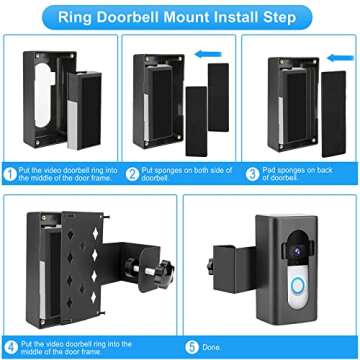 Anti-Theft Video Doorbell Mount Compatible with Ring/Blink Wireless Video Doorbell 1/2/3 Plus/3/4/(2020 Release), Adjustable No-Drill Mounting Bracket Wedge Adapter Holder Accessories(Black)
