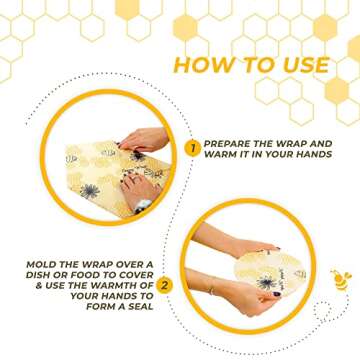 Reusable Beeswax Food Wraps Set – 9 Pcs Assorted Sustainable Beeswax Wrap, Washable Wax Wrapping, Bread Sandwich Storage Wax Covers (3 Each for Small, Medium, and Large)