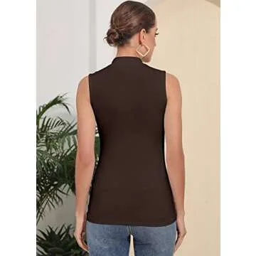 Women's Sleeveless Long Sleeve Mock Turtleneck Top