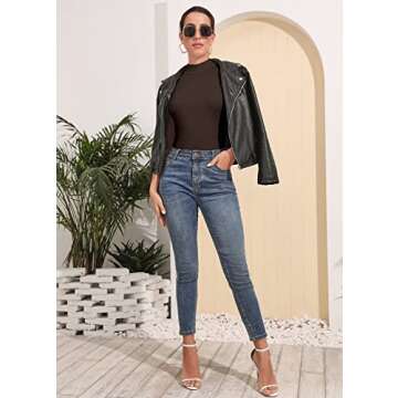 Women's Sleeveless Long Sleeve Mock Turtleneck Top