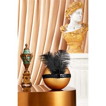 BABEYOND 1920s Flapper Headband Roaring 20s Sequined Showgirl Headpiece Great Gatsby Headband with Black Feather