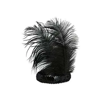 BABEYOND 1920s Flapper Headband Roaring 20s Sequined Showgirl Headpiece Great Gatsby Headband with Black Feather