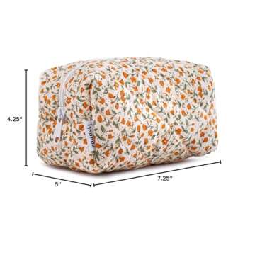 LYSANDE Floral Puffy Quilted Makeup Bag, Toiletry Tote, Cosmetics Pouch, Quilted Tote Floral, Floral...