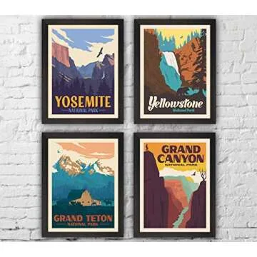 HerZii Vintage National Park Poster Set - 4 Prints