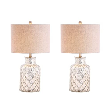 JONATHAN Y JYL1075A-SET2 Set of 2 Table Lamps Alvord 24.5" LED Glass Table Lamp Contemporary Bedside...
