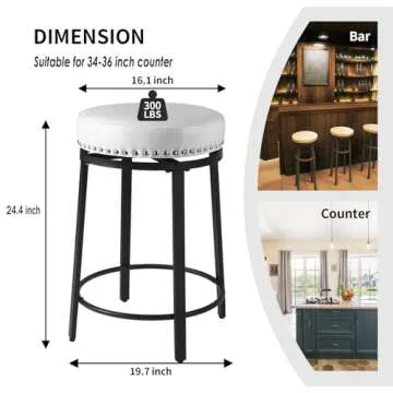 FLYZC 24 Inch Swivel Bar Stools Set for Kitchen Comfort