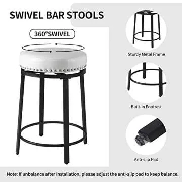 FLYZC 24 Inch Swivel Bar Stools Set for Kitchen Comfort