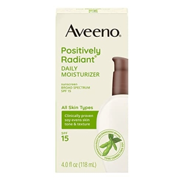 Aveeno Positively Radiant Daily Facial Moisturizer with Broad Spectrum SPF 15 Sunscreen & Total Soy ...