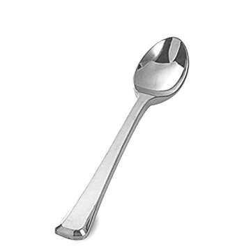 Zappy 100 Silver Plastic Mini Spoons 3.75" Plastic Spoon Small Spoon Great Dessert Spoon or Ice Crea...